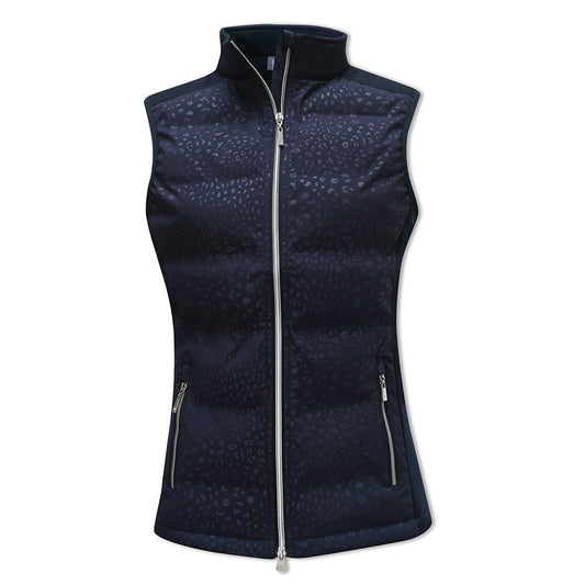 Glenmuir Ladies Water Repellent Padded Gilet in Navy Animal Print