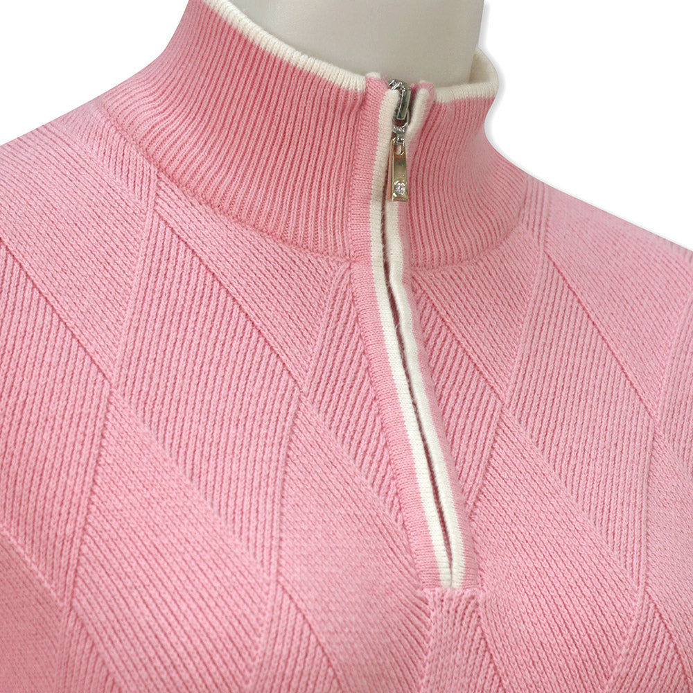 Glenmuir Ladies Cashmere Blend Zip-Neck Sweater in Candy
