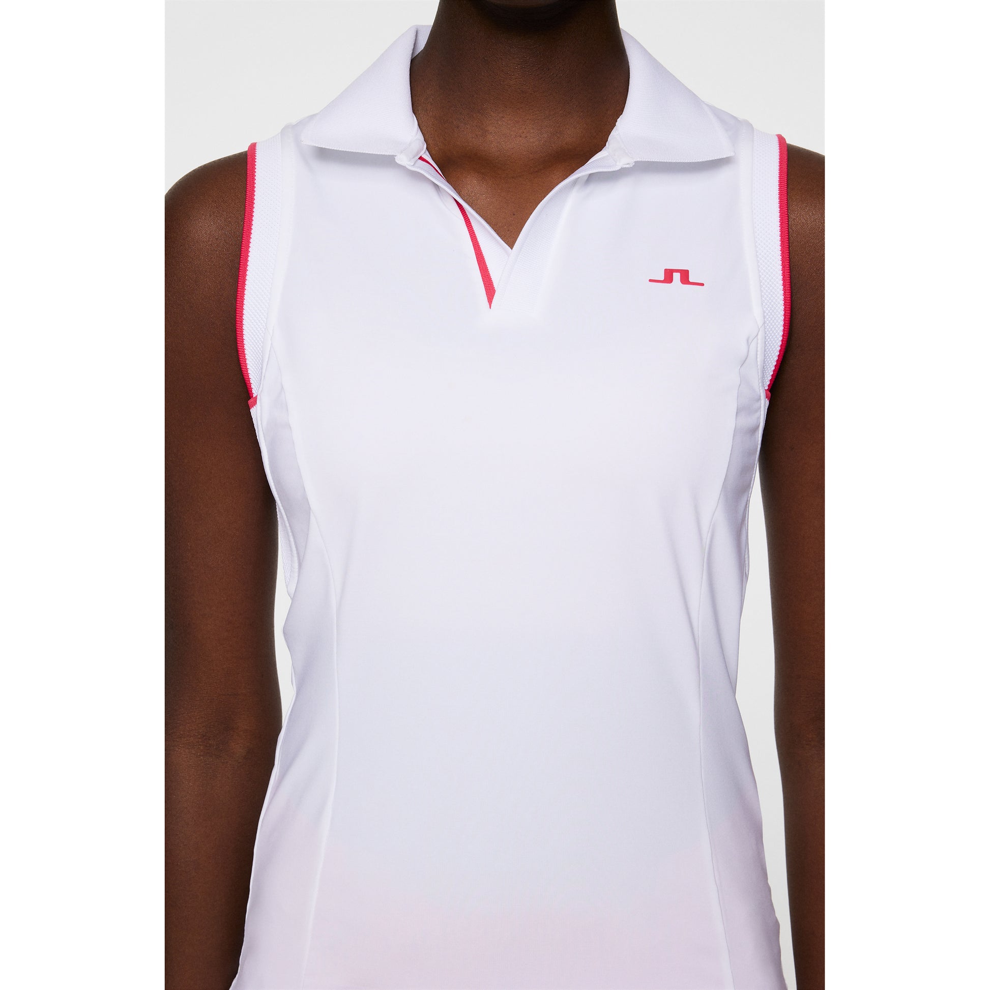 J.Lindeberg Ladies Sleeveless Polo with Pink Trim