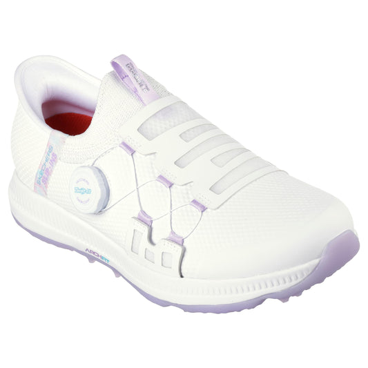 Skechers Ladies GO GOLF Elite 5 - Slip in waterproof shoe in White/Lavender