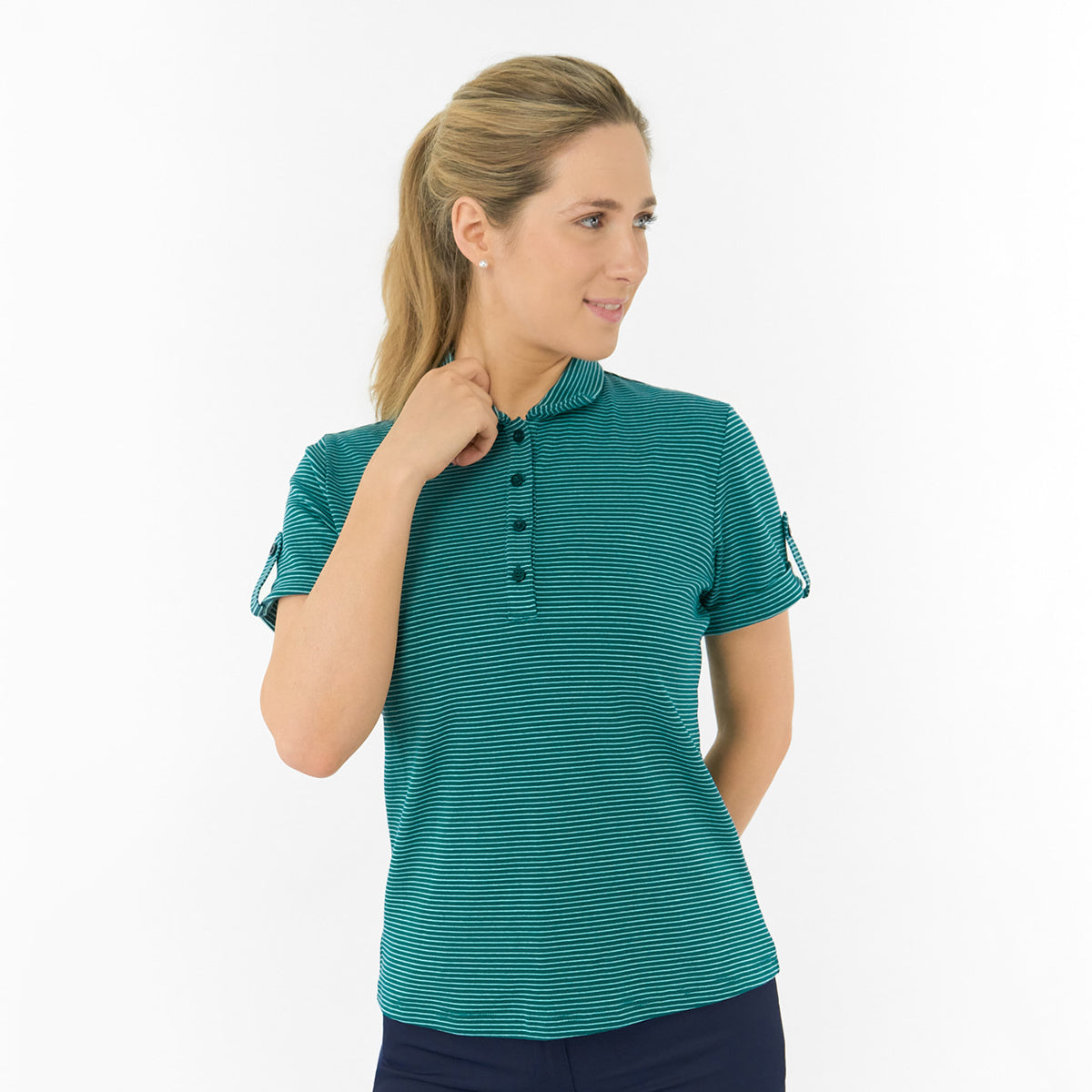 Pure Golf Ladies Stripy Short Sleeve Polo - Classic Style Meets Modern Performance