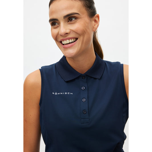 Rohnisch Ladies Sleeveless Polo in Navy - Chic, Breathable Style for Warm-Weather Rounds
