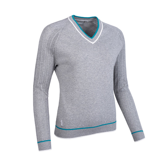 Glenmuir Ladies Sweater with Pointelle Herringbone Design