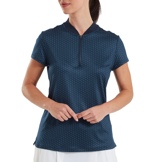 FootJoy Ladies Zip Blade Cap Sleeve Top in Navy