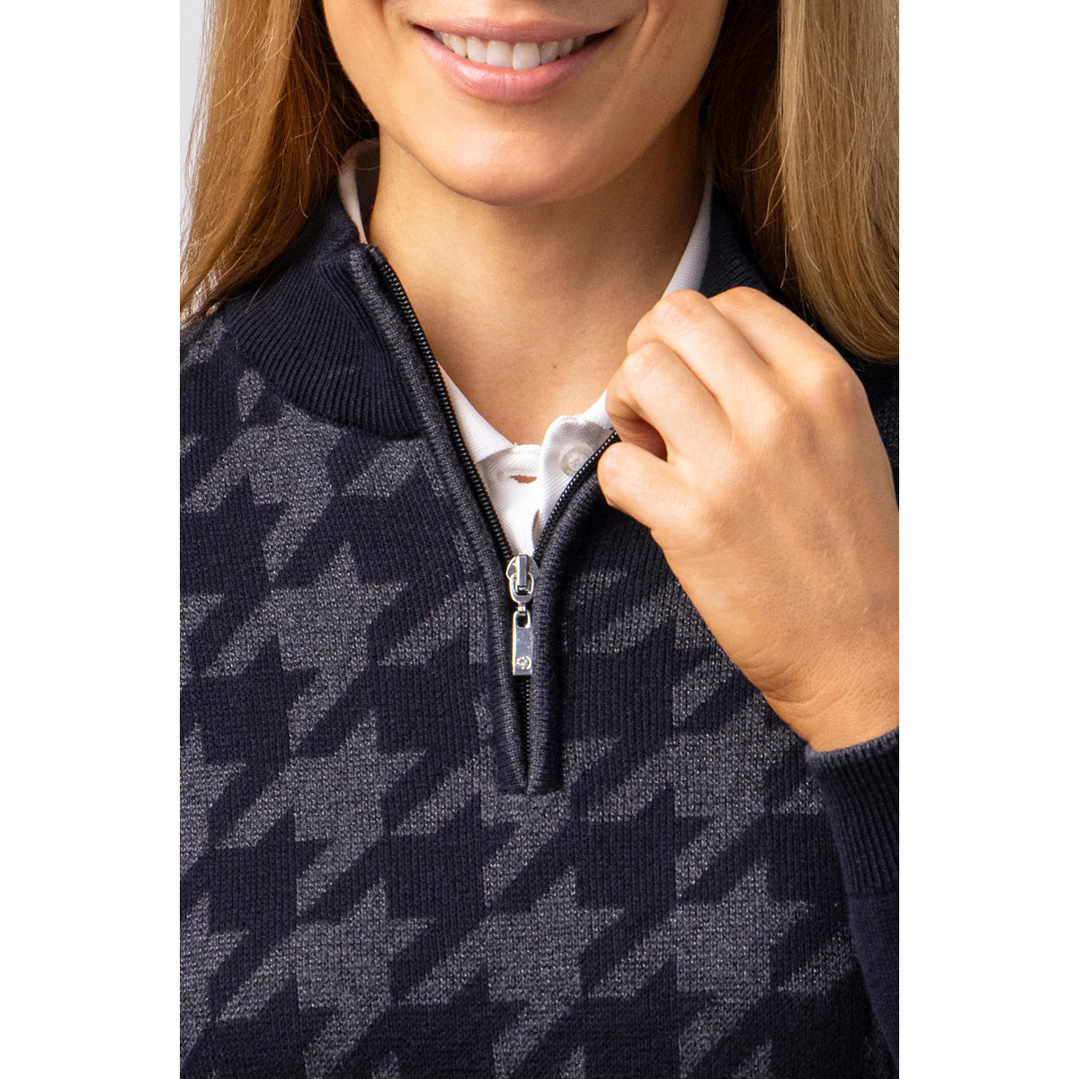 Glenmuir Ladies Black Cashmere Blend Sweater with Lurex Thread and Water Repellent Finish