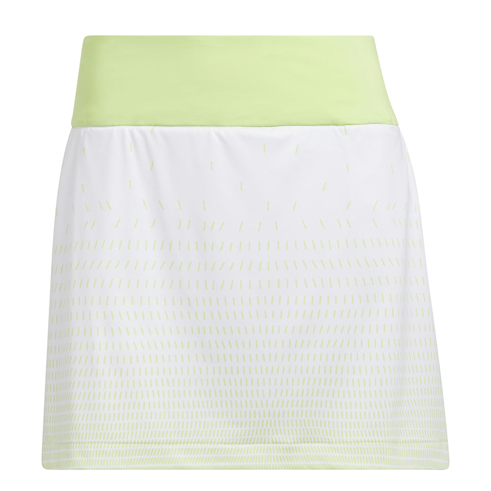 adidas Ladies Essentials Pull-On Golf Skort in Pulse Lime & White Print