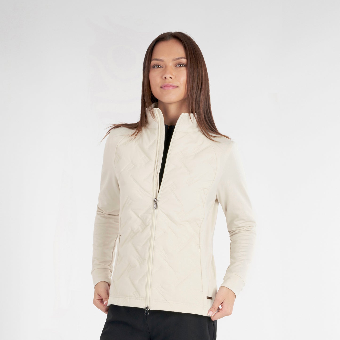 Green Lamb Ladies Hybrid Jacket with Debossed Linear Pattern