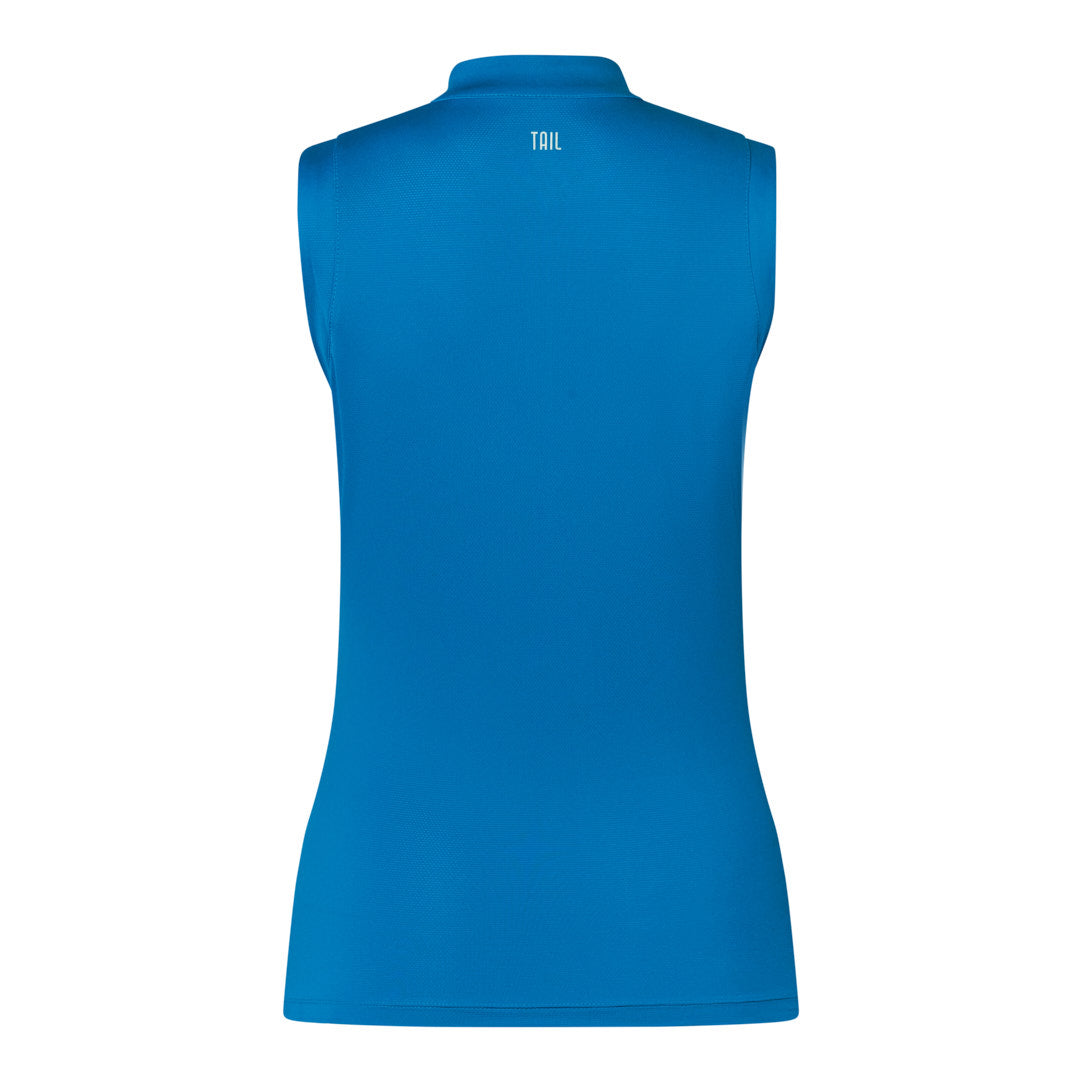 Tail Ladies Vibrant Blue Sleeveless Golf Top In Mykonos Blue - Last One Medium Only Left