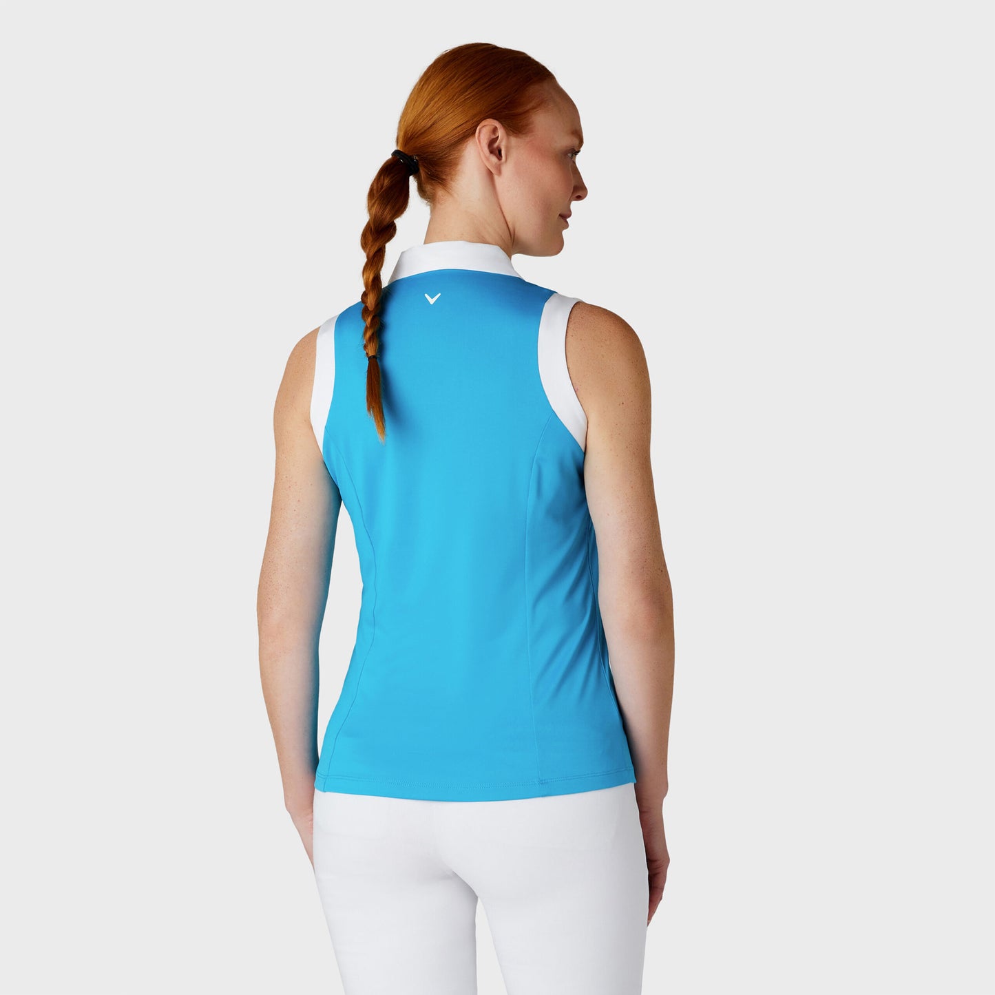 Callaway Golf Ladies Sleeveless Colour Block Polo Shirt in Vivid Blue