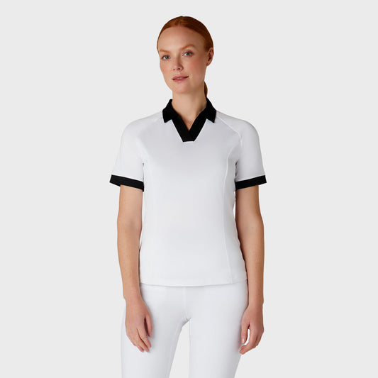 Callaway Ladies Short Sleeve Colour Block Golf Polo in White & Black