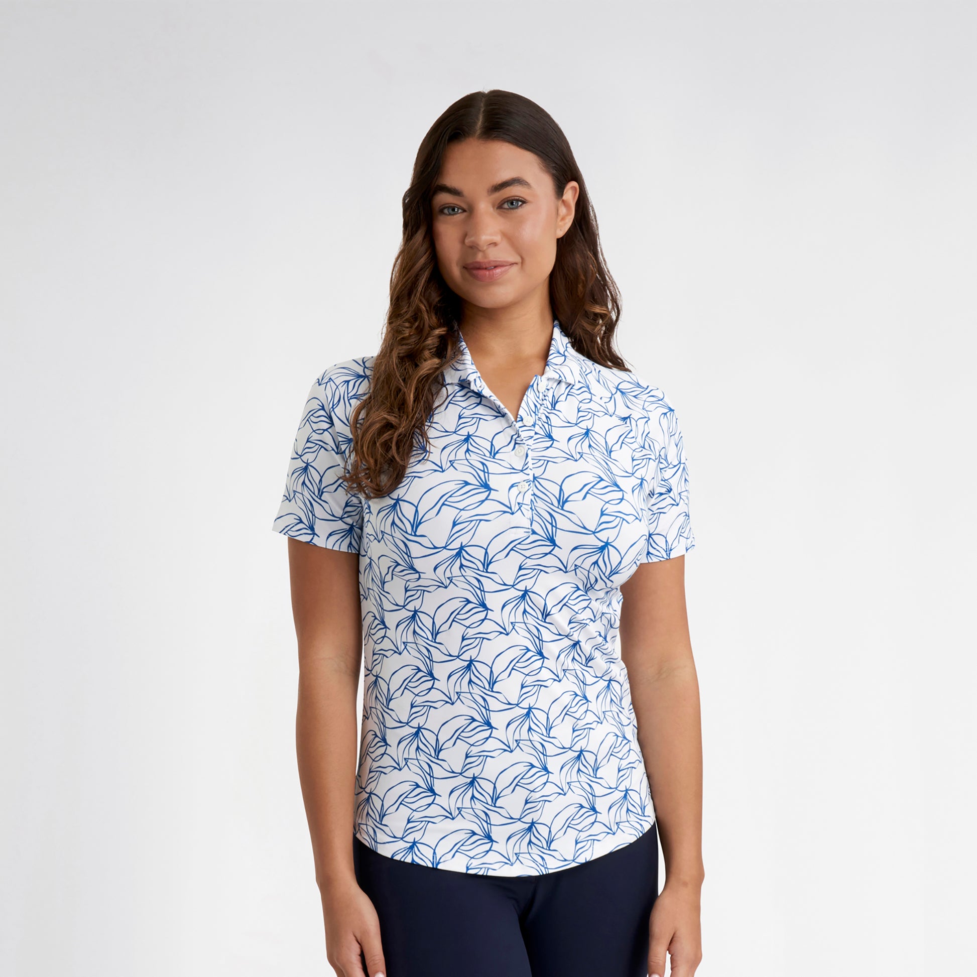 Green Lamb Ladies Floral Print Short Sleeve Polo