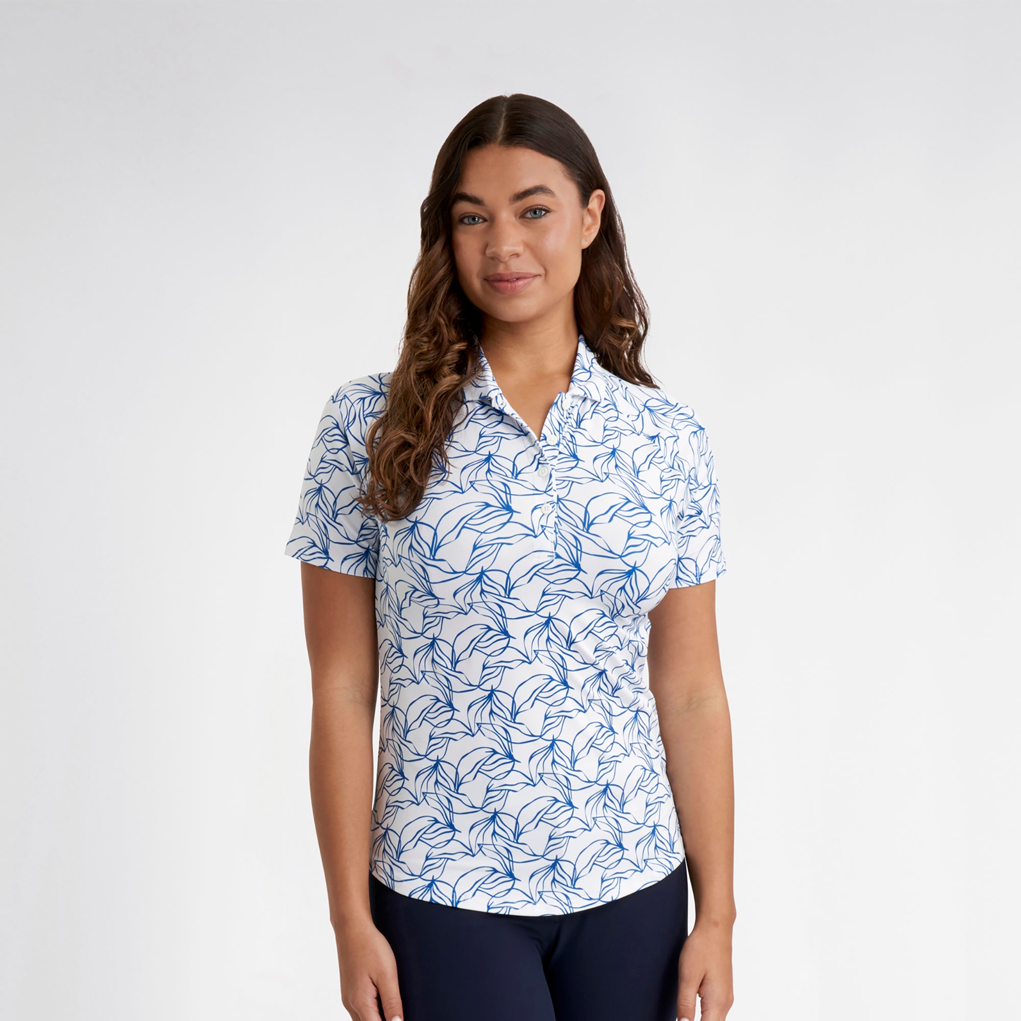 Green Lamb Ladies Floral Print Short Sleeve Polo