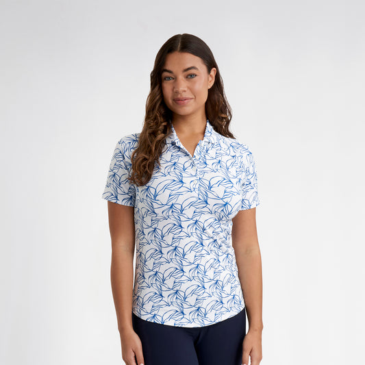 Green Lamb Ladies Floral Print Short Sleeve Polo