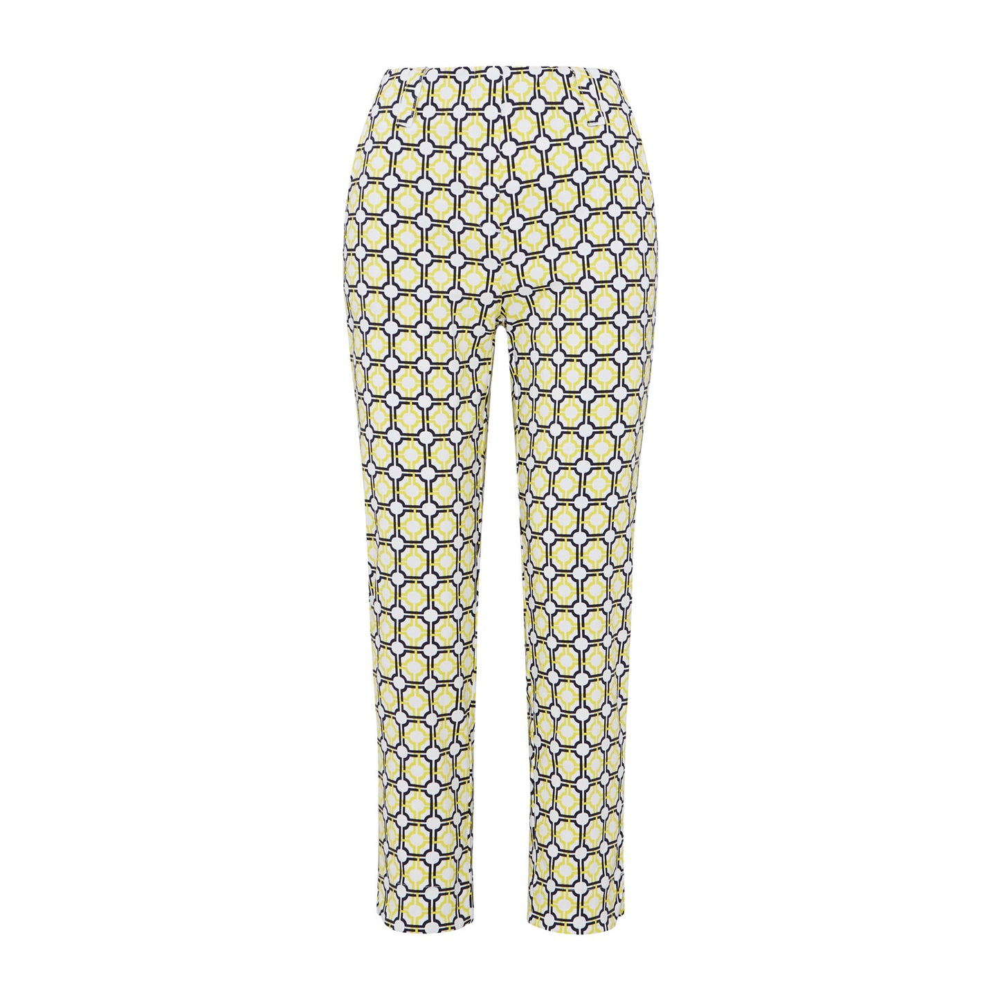 Swing Out Sister Ladies Sunshine and Navy Mosaic Pattern 7/8 Trousers	