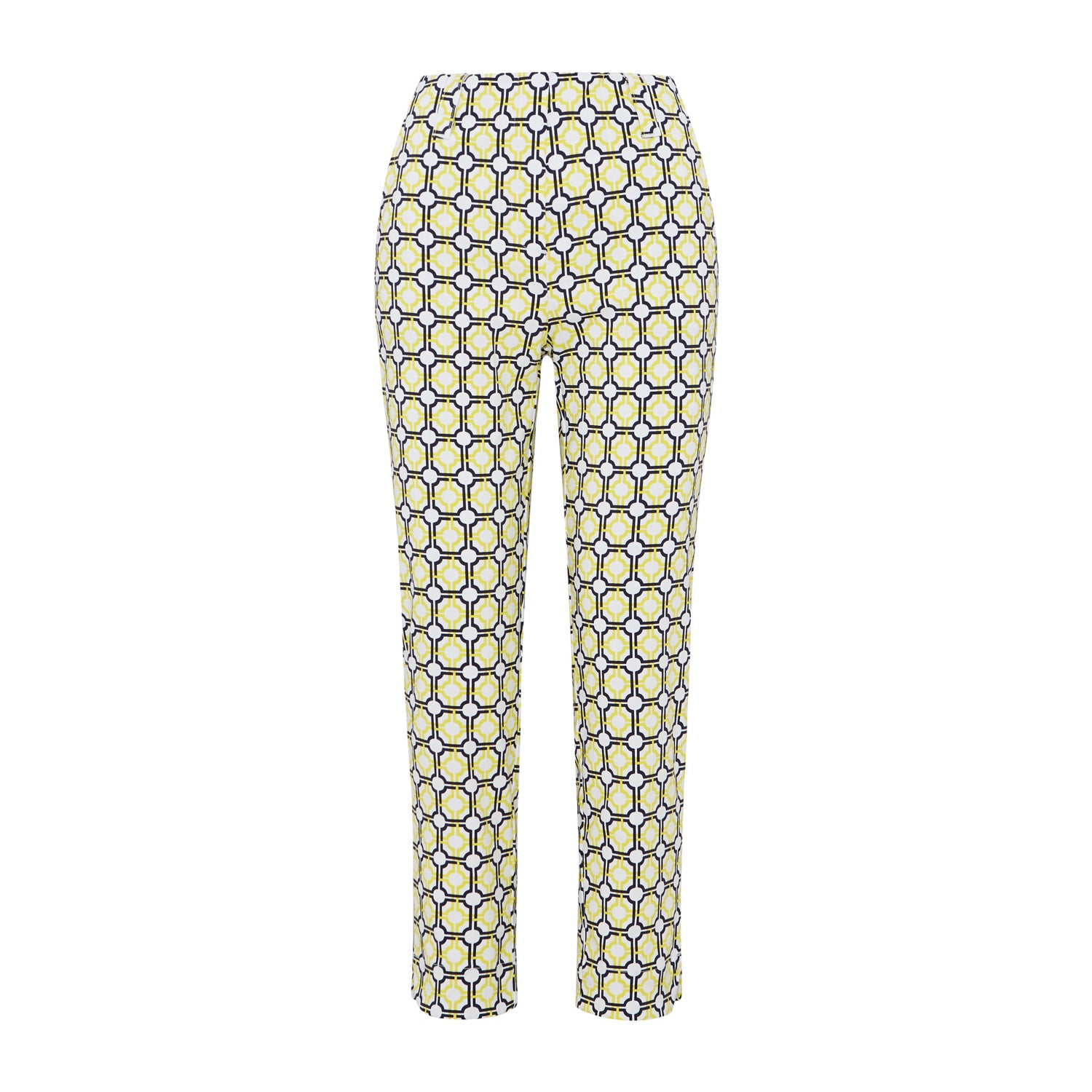 Swing Out Sister Ladies Sunshine and Navy Mosaic Pattern 7/8 Trousers	