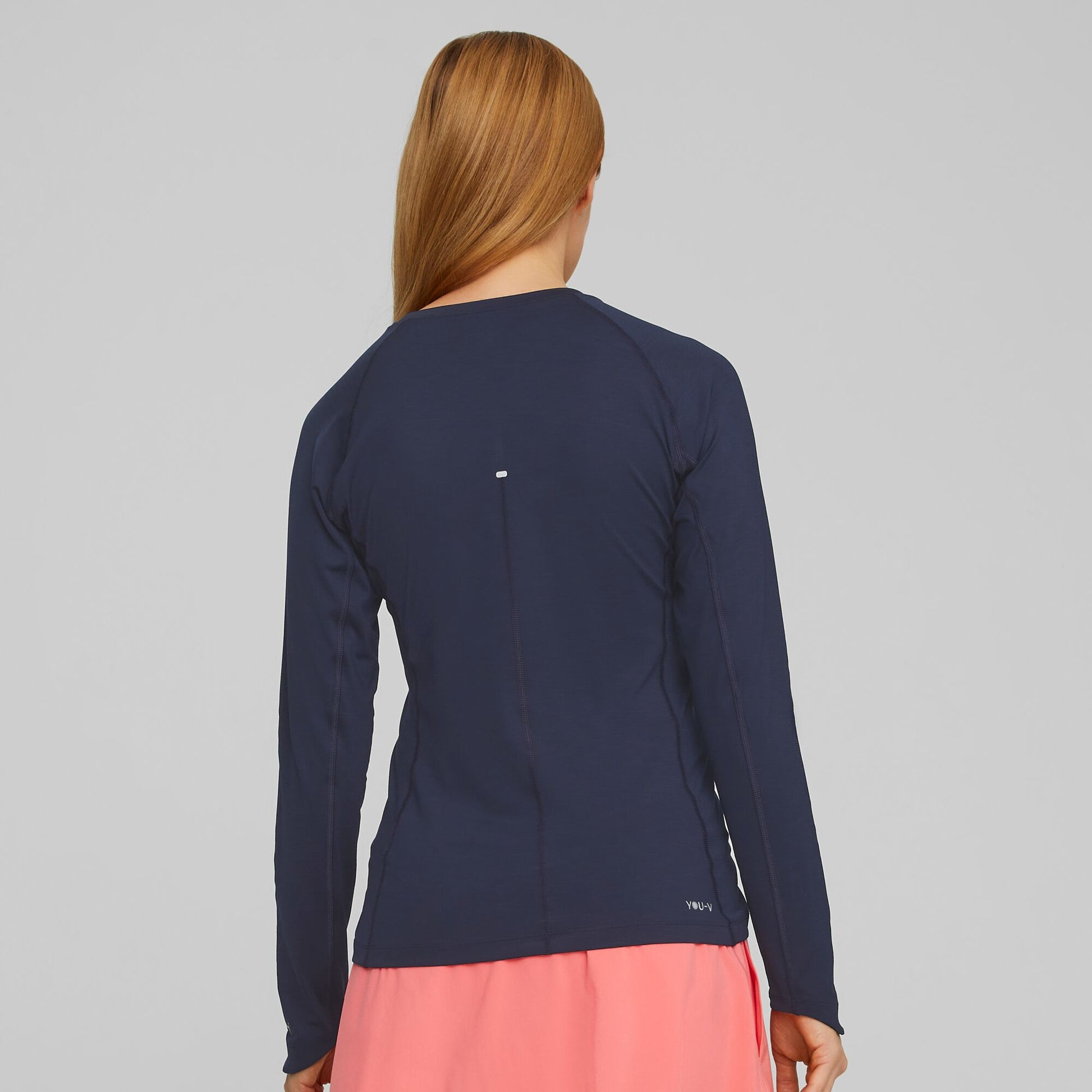 Puma Ladies Long Sleeve Crew Neck Top with UPF50+ in Navy Blazer