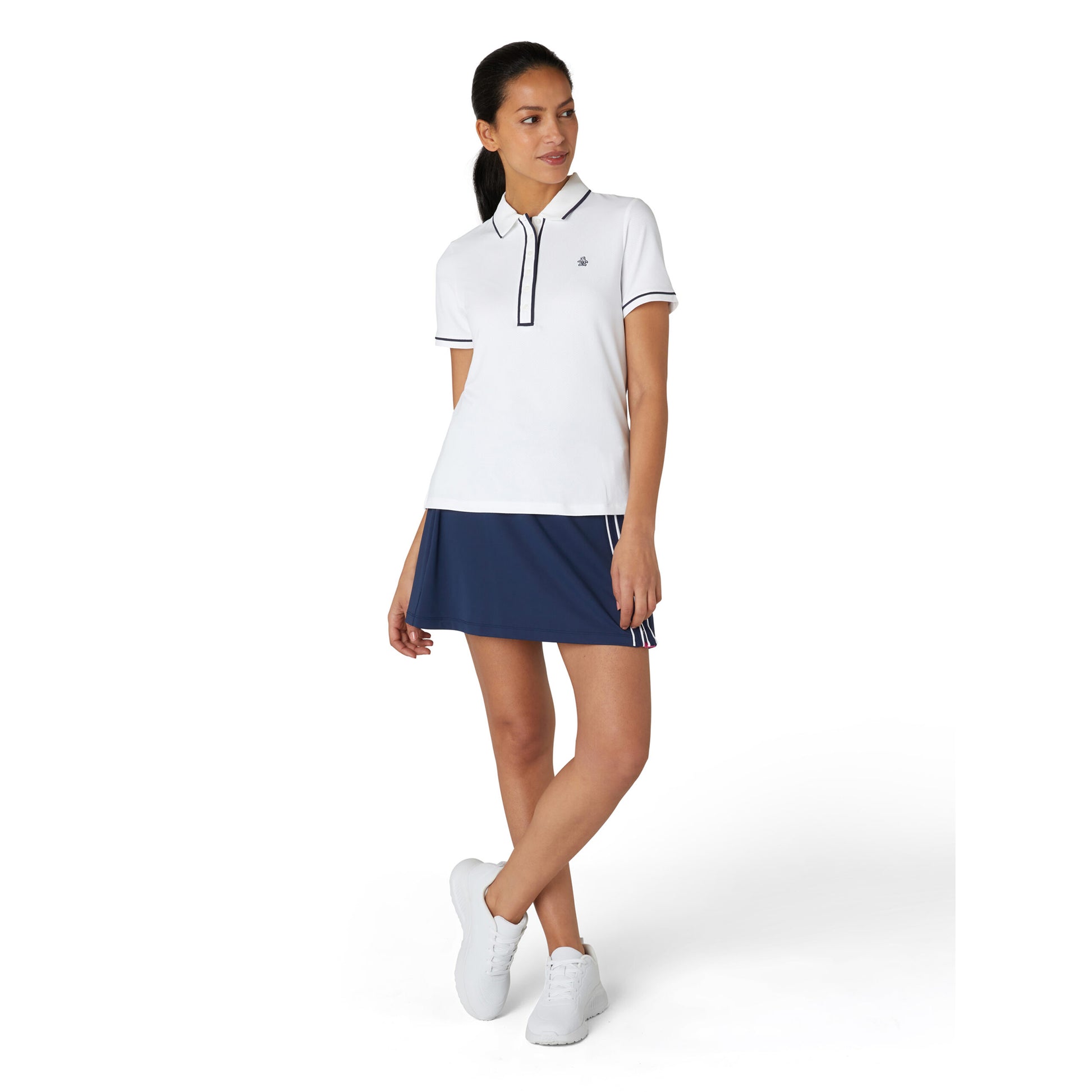Original Penguin Ladies Bright White Short Sleeve Polo with Contrast Piping
