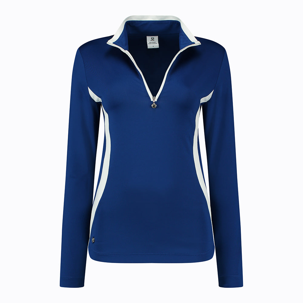 Daily Sports Ladies Mid-Layer Zip Neck Top in Spectrum Blue