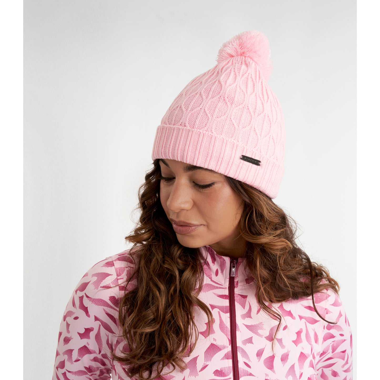 Green Lamb Ladies Fleece Lined Knitted Bobble Hat