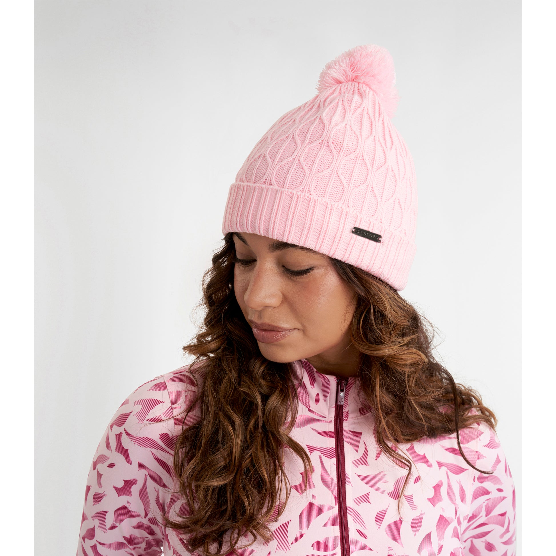 Green Lamb Ladies Fleece Lined Knitted Bobble Hat