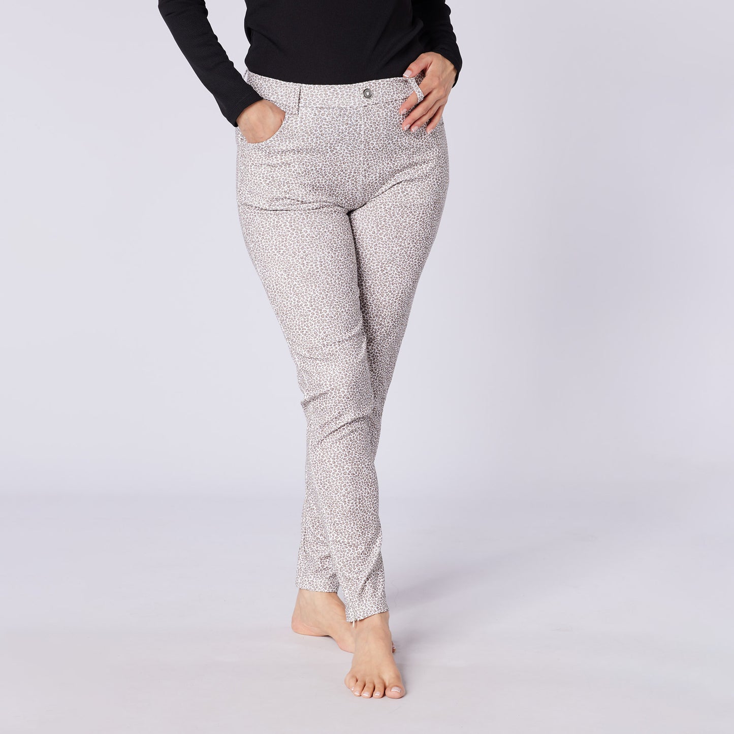 Swing Out Sister Ladies Leopard Print Pull-On Trousers with Ankle Zip