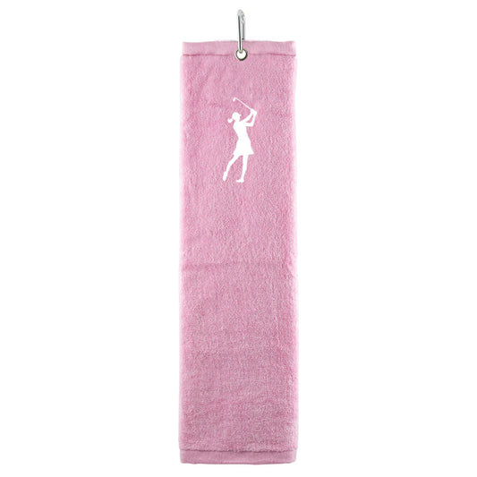 Surprizeshop Ladies Embroidered Lady Golfer Tri-Fold Golf Towel