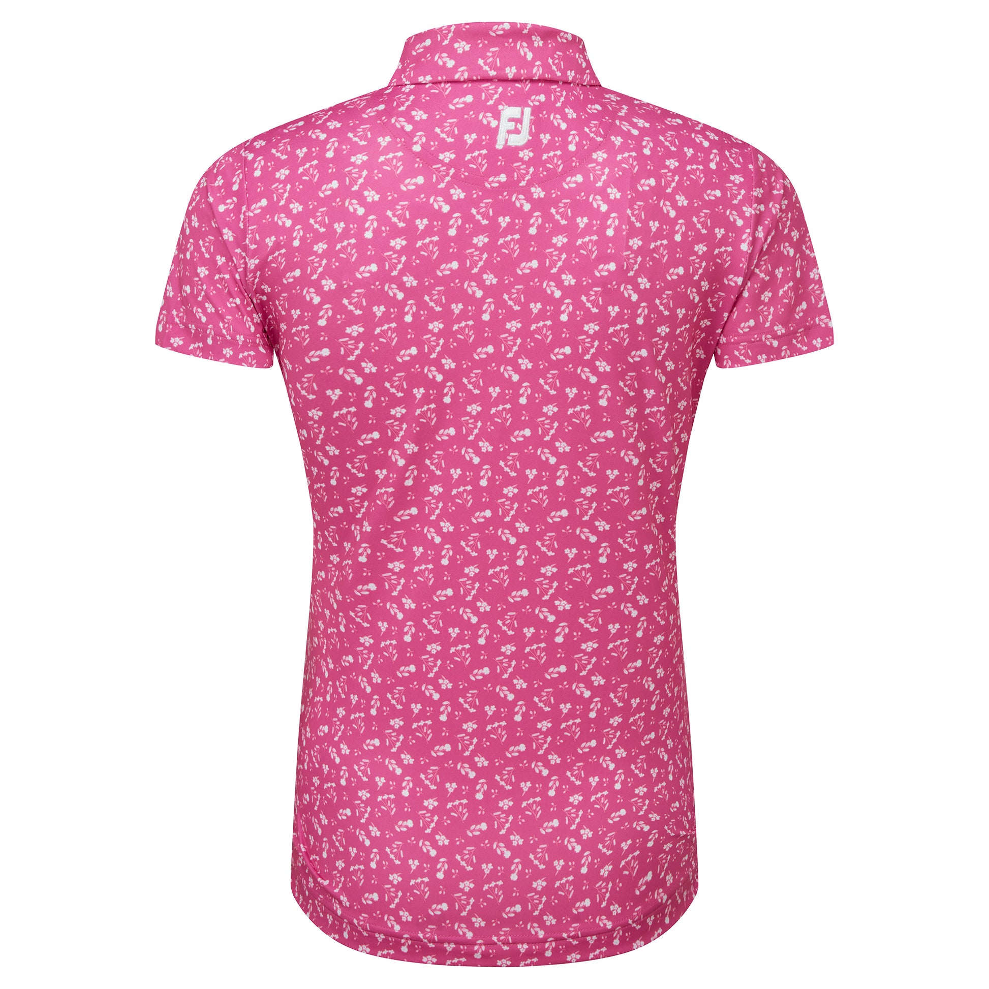 FootJoy Women's Floral Print Polo in Hot Pink & White