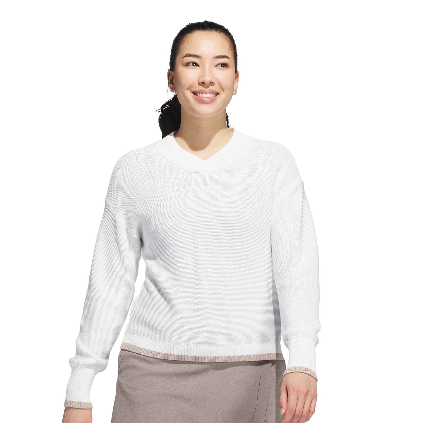 adidas Golf Women's Cotton Blend V-Neck Sweater