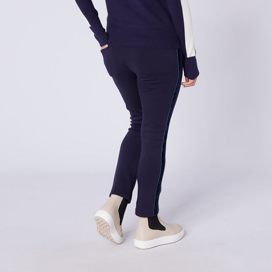 Swing Out Sister Ladies Thermal Pull-On Fleece Backed Trousers with Side Stripe in Navy