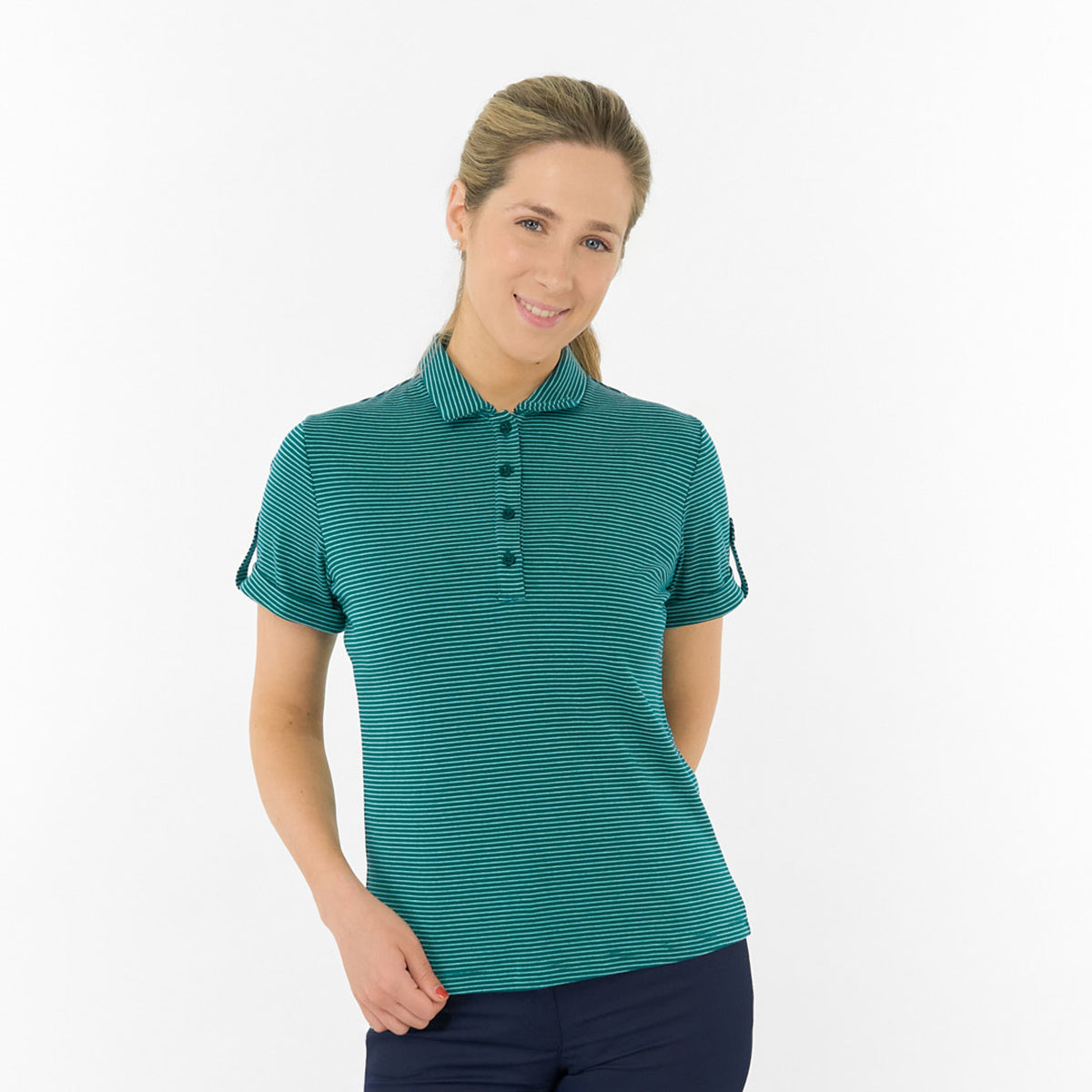 Pure Golf Ladies Stripy Short Sleeve Polo - Classic Style Meets Modern Performance