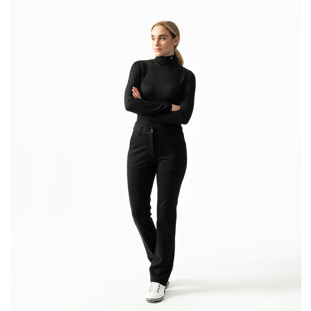Daily Sports Ladies Long Sleeve Roll-Neck in Black with Silver Thread