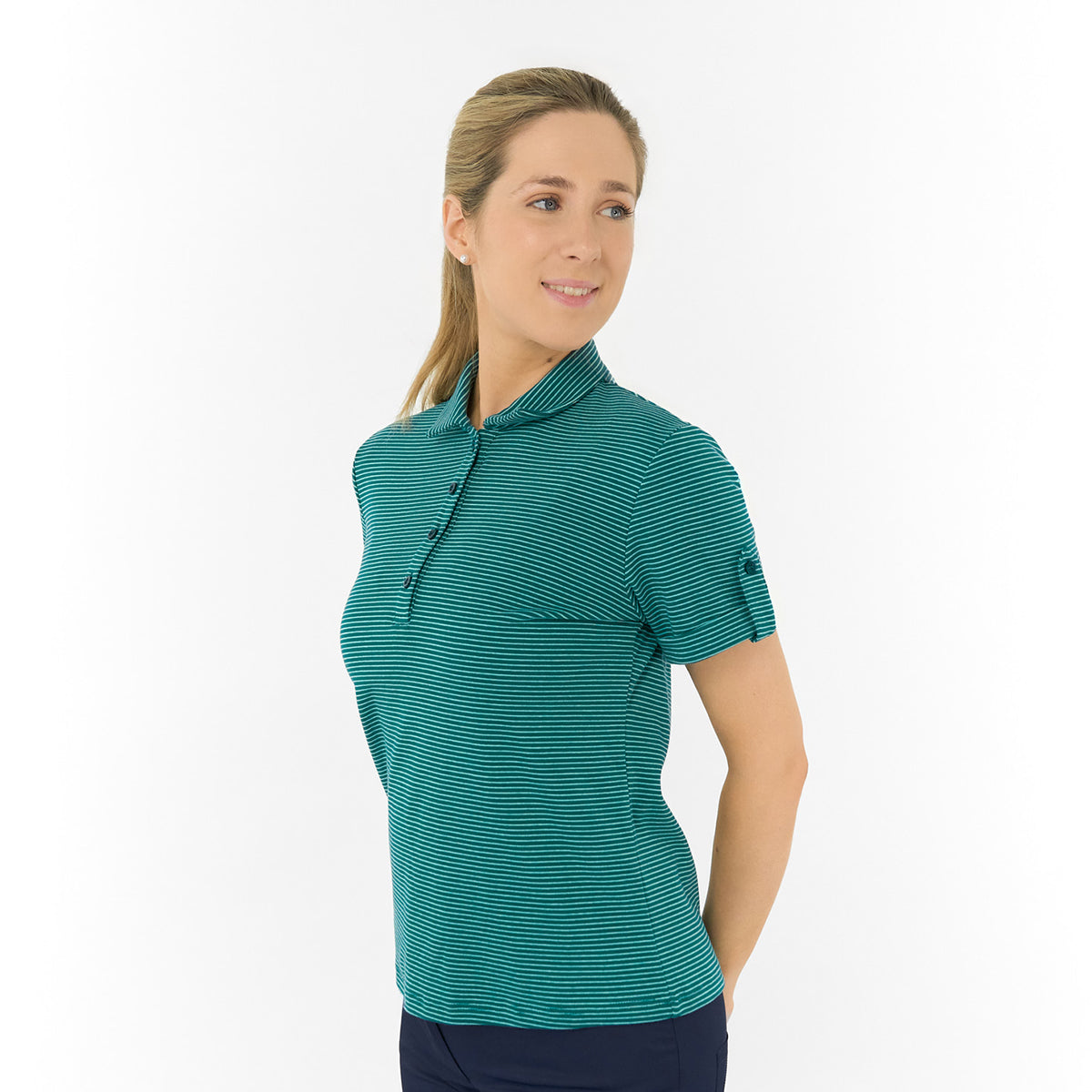 Pure Golf Ladies Stripy Short Sleeve Polo - Classic Style Meets Modern Performance