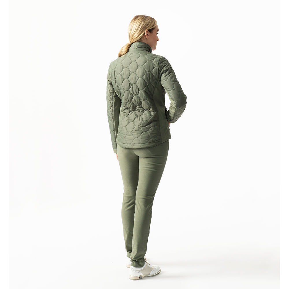 Daily Sports Ladies Padded Jacket with Stretch Side Panels in Moss Green