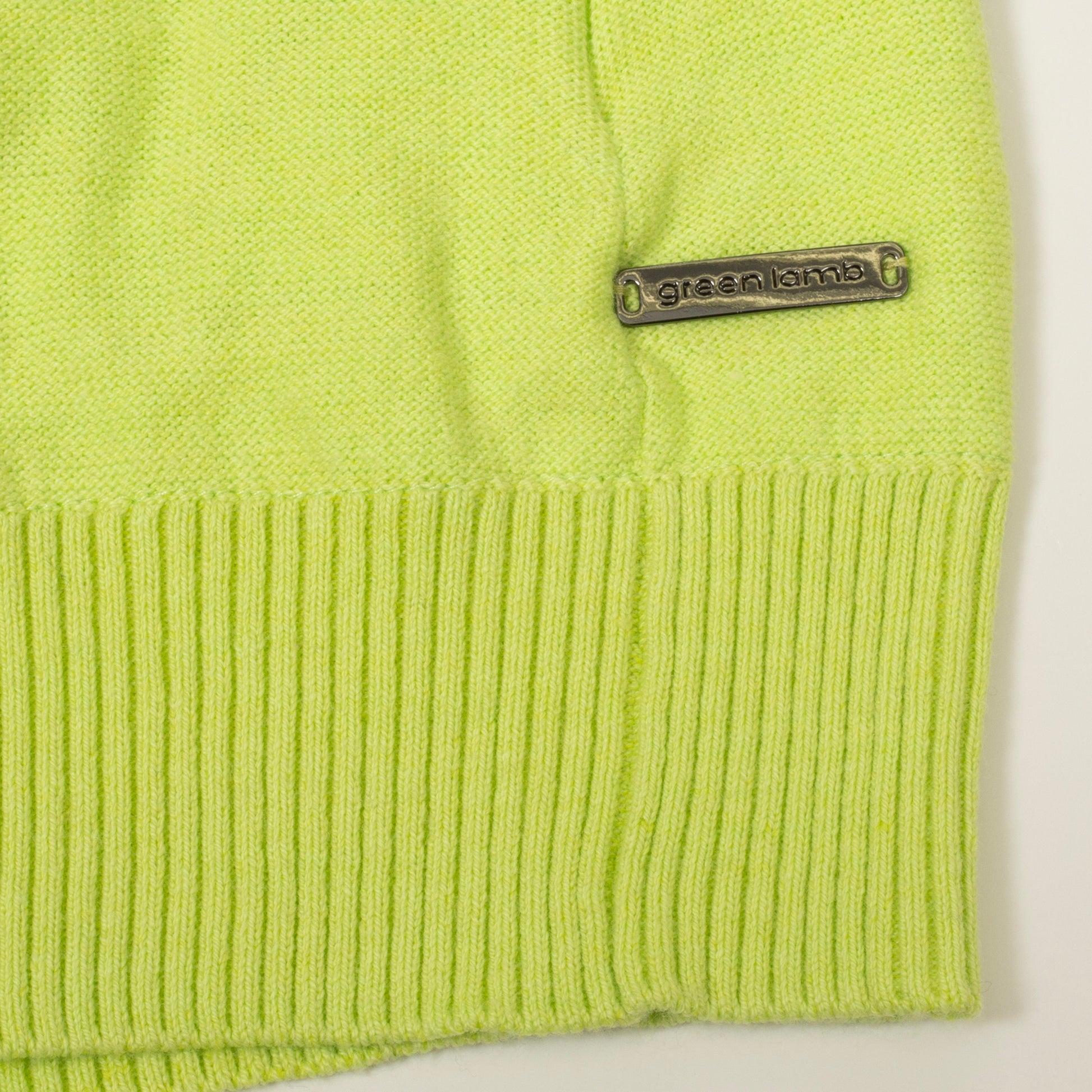 Green Lamb Ladies 1/4 Zip Cotton and Wool Blend Lined Sweater