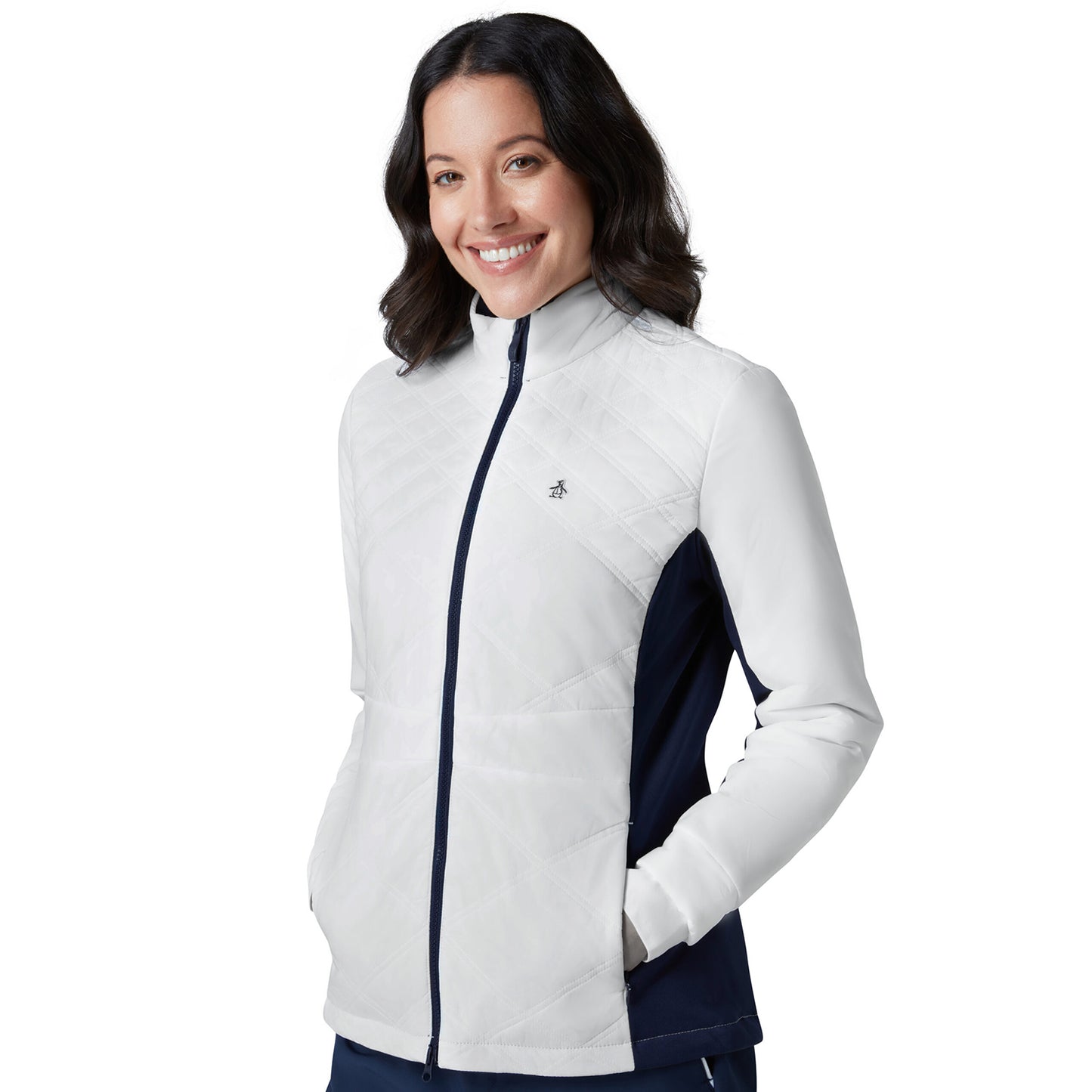 Original Penguin Ladies Primaloft Insulated Full Zip Golf Jacket in Bright White