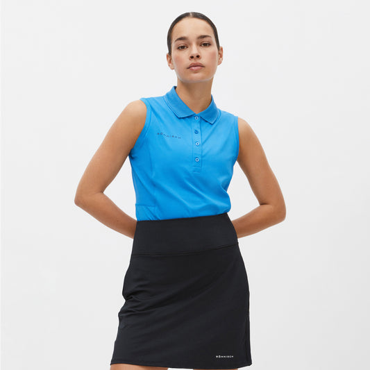 Rohnisch Ladies Sleeveless Polo with Textured Panels in French Blue