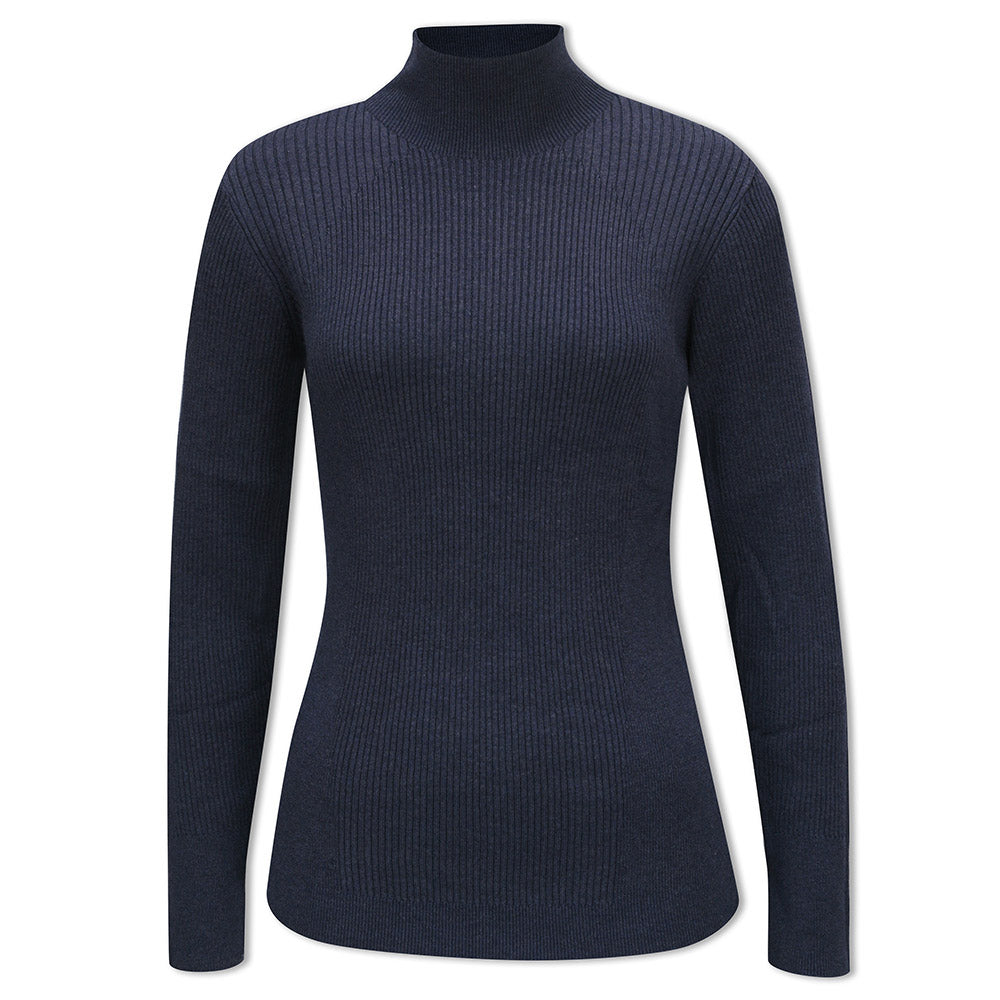 Callaway Ladies High Mock Neck Ribbed Sweater in Navy Heather – GolfGarb