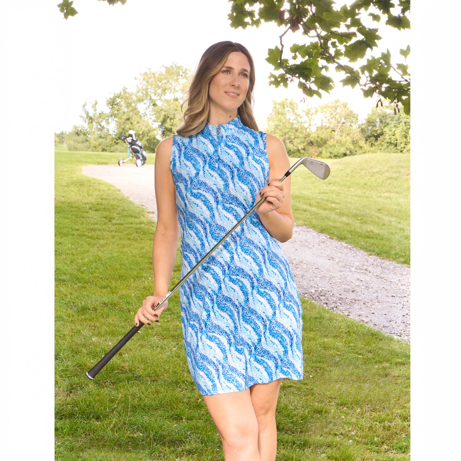 Pure Golf Ladies Golf Sleeveless Dress with Abstract Wave Design for Stylish Days on the Course