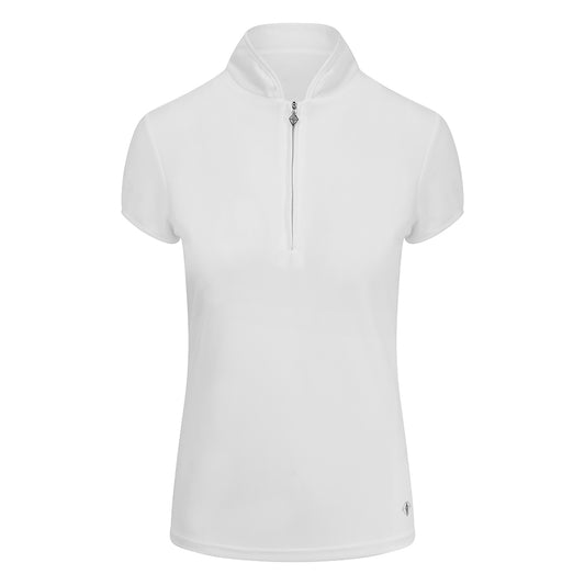 Pure Golf Ladies Cap Sleeve Mandarin Polo Shirt in White
