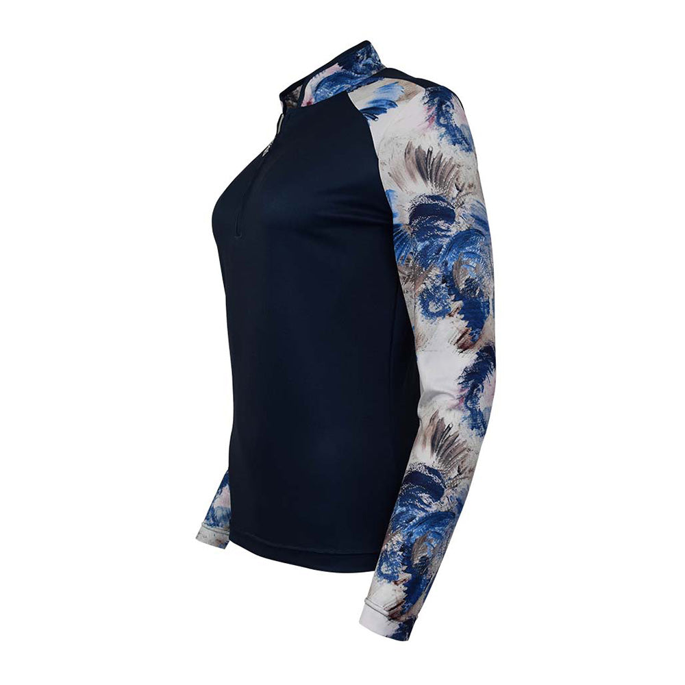 Pure Golf Ladies Hazel Long Sleeve Polo in Navy Stone Canvas