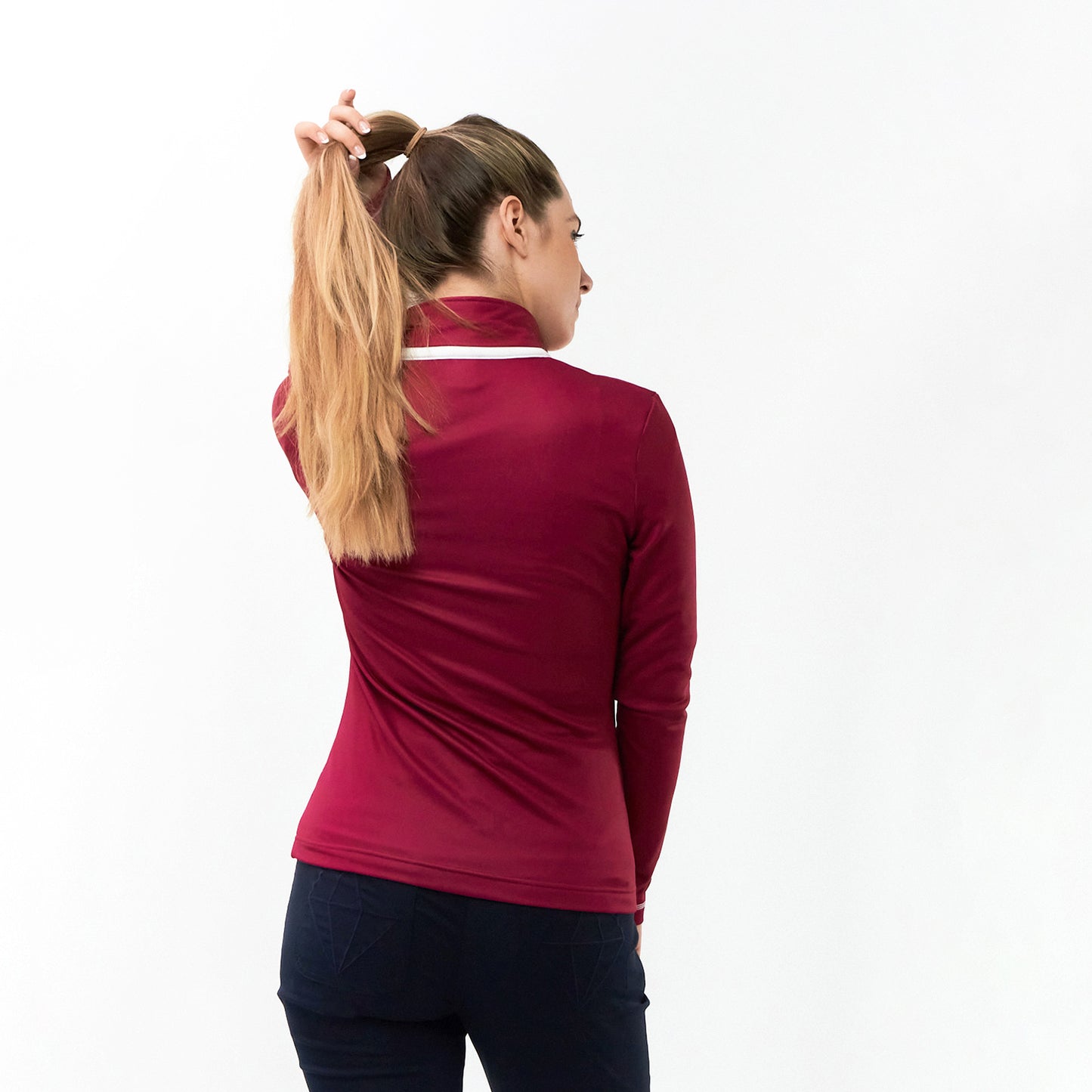 Pure Golf Ladies Mid-Layer Full Zip Jacket in Garnet Berry