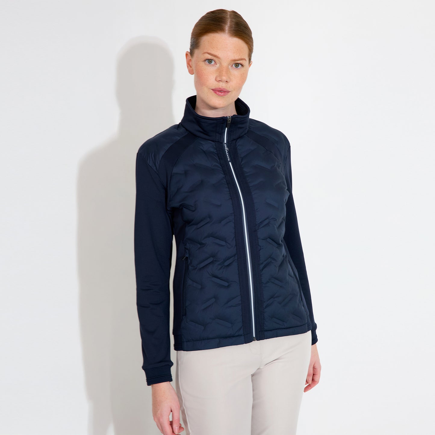 Abacus Ladies Quilted Hybrid Jacket in Navy
