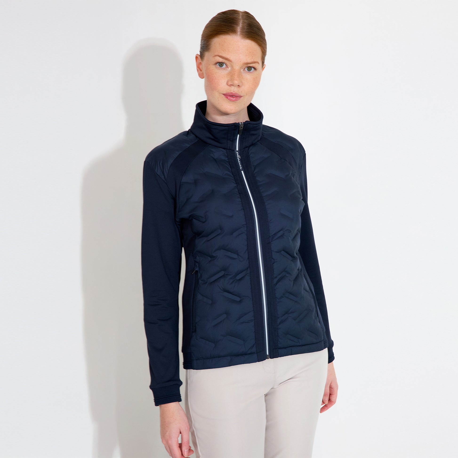 Abacus Ladies Quilted Hybrid Jacket in Navy