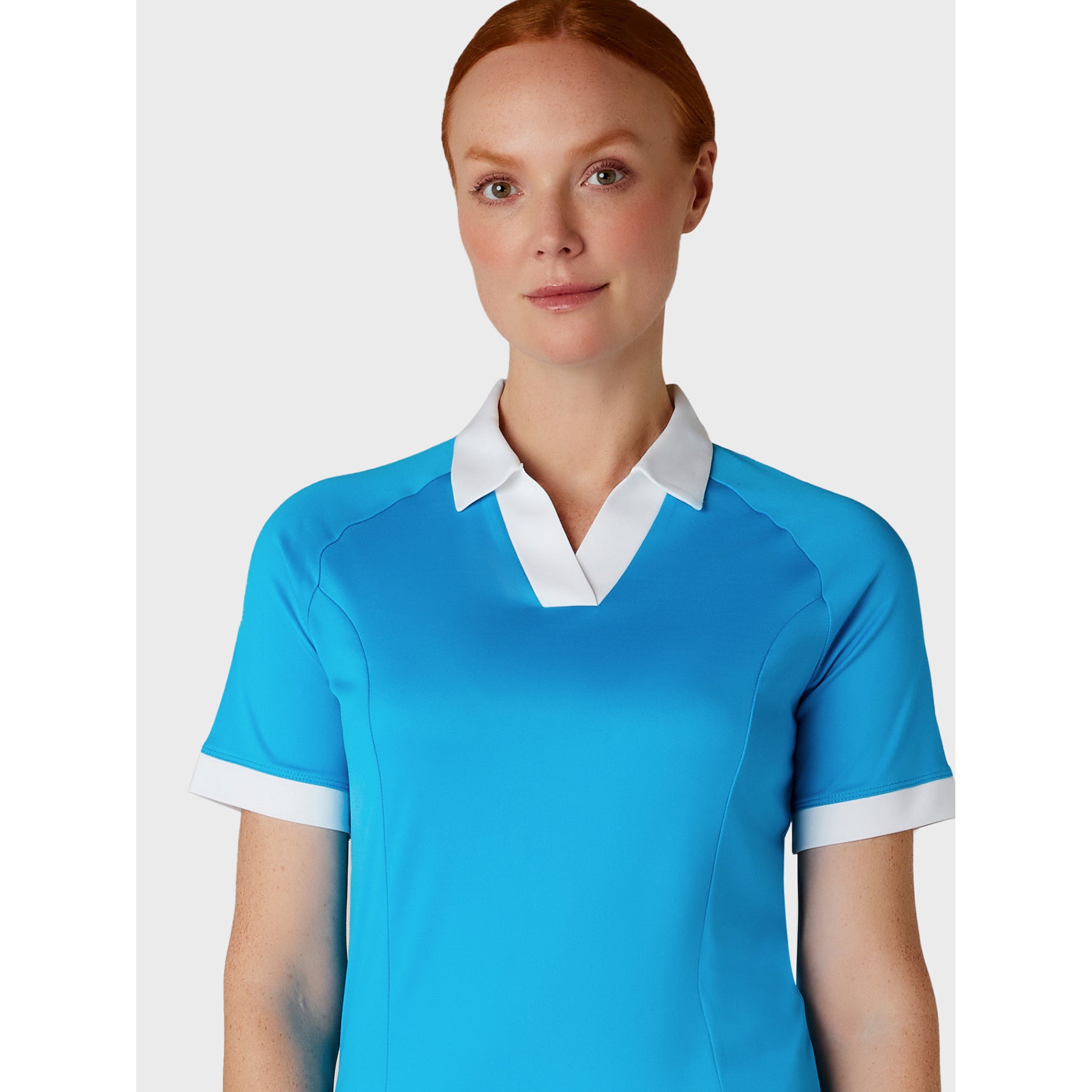 Callaway Ladies Short Sleeve Colour Block Golf Polo in Vivid Blue