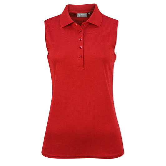 Glenmuir Ladies Sleeveless Pique Polo with Stretch in Garnet Red