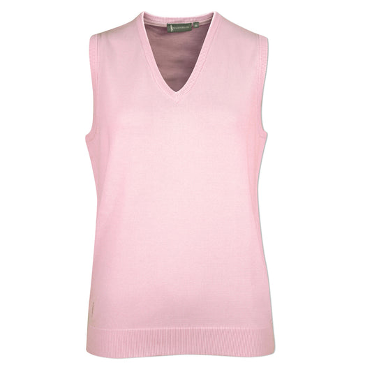 Glenmuir Ladies 100% Cotton Sleeveless V-Neck Sweater in Candy Pink