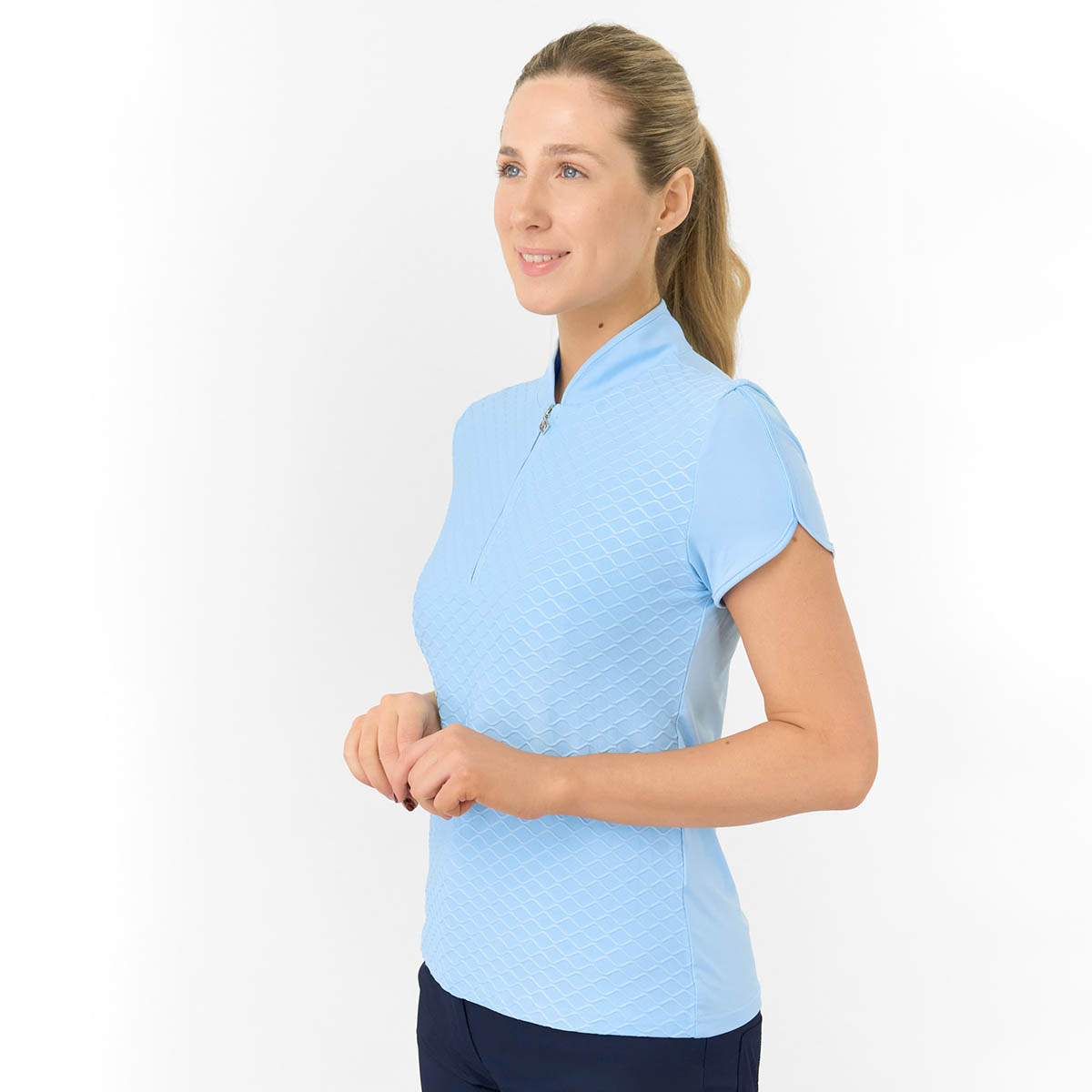 Pure Golf Ladies Cap Sleeve Polo with Wave Print