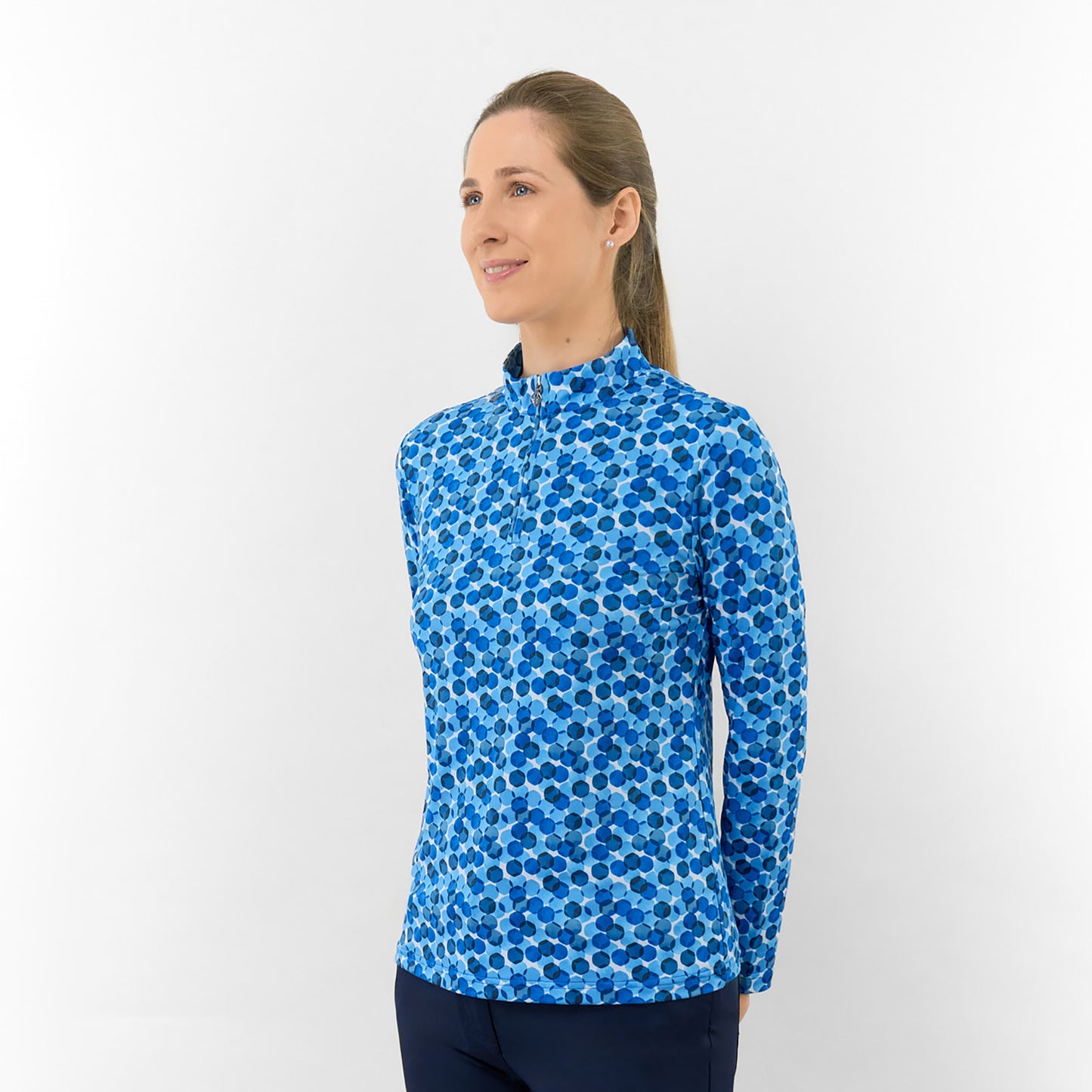 Pure Ladies Long Sleeve Top in Abstract Geometric Print for Effortless Style & All-Day Comfort