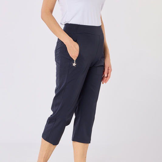 Swing Out Sister Ladies Rita Lightweight Pull-On Capris in Navy