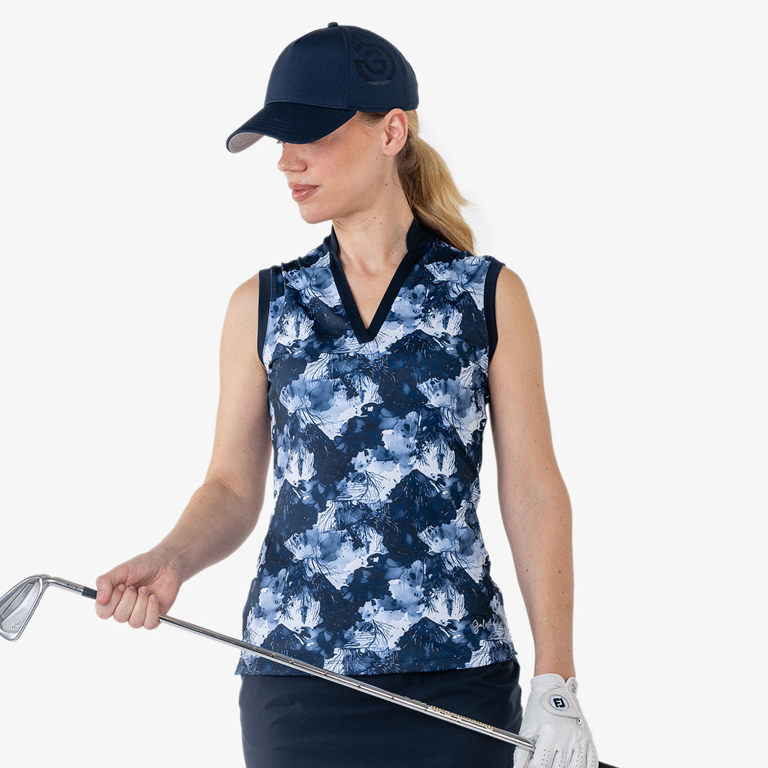 Galvin Green Ladies Sleeveless Golf Polo in Navy with Smart V-Neck
